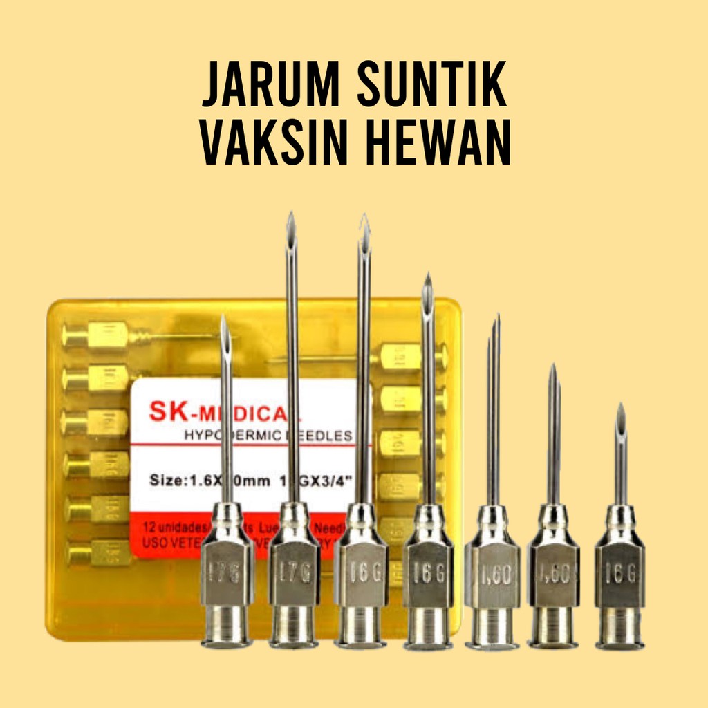 Jarum Suntik Stainless Steel Vaksin Ternak Unggas Ayam Kambing Sapi Babi Kerbau 16G - 22G