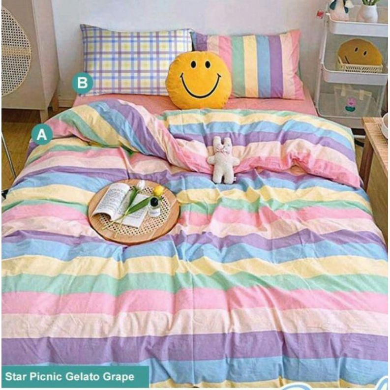 TERLARIS Sprei Motif  Sprei Rainbow Bublegum