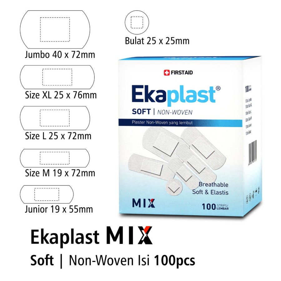 EKAPLAST SOFT MIX PLESTER LUKA NON WOVEN ISI 100 PCS - ONEMED