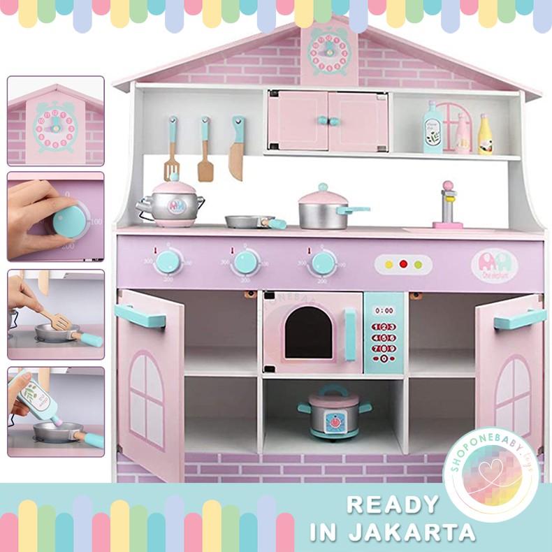 Jual JKT Pink Princess House Pretend Play Kitchen Set Girls Wooden Toys