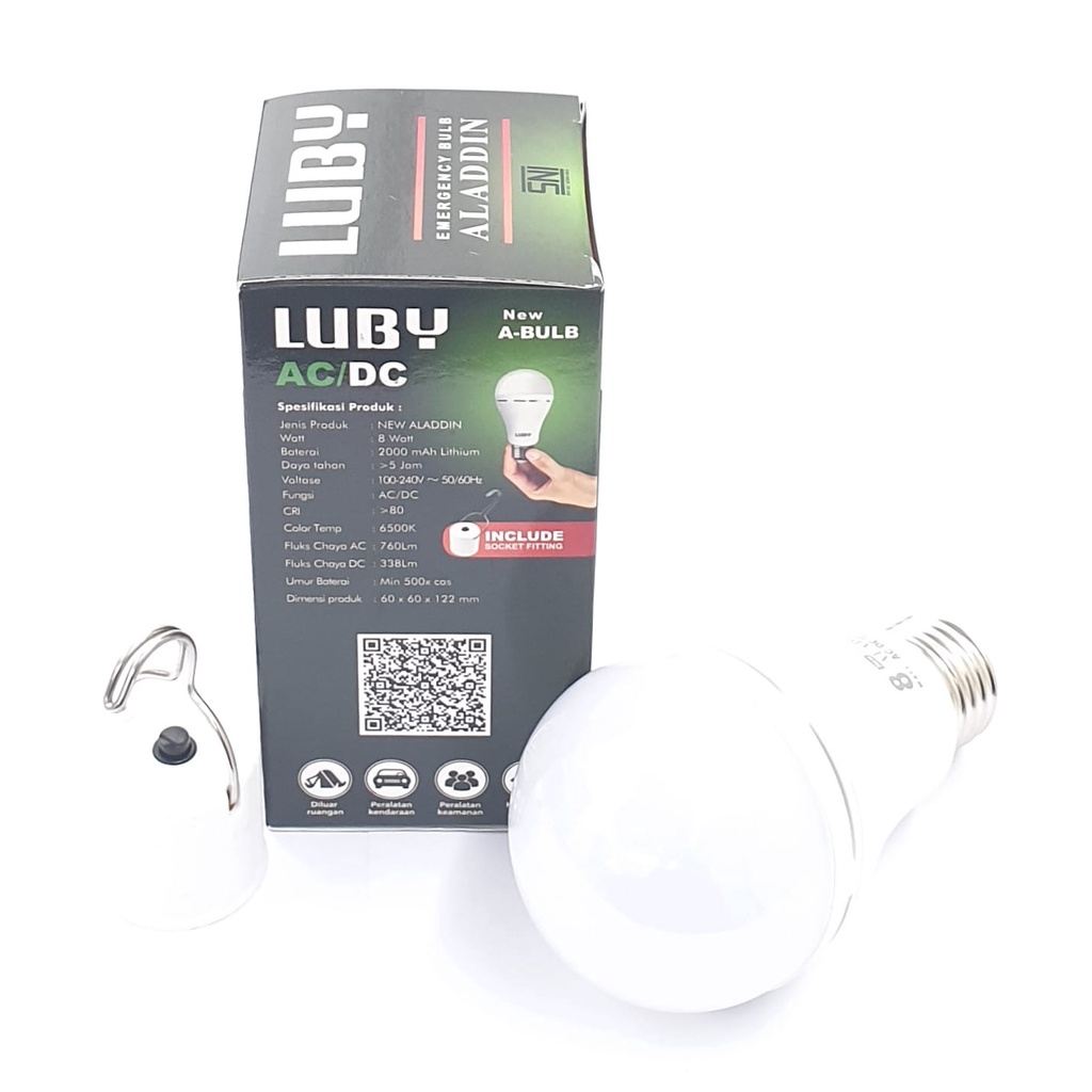 Luby NEW Aladdin 8w Ac/Dc Cahaya Putih / Lampu Led Bohlam Emergency Bulb / Lampu Ajaib Magic Lamp