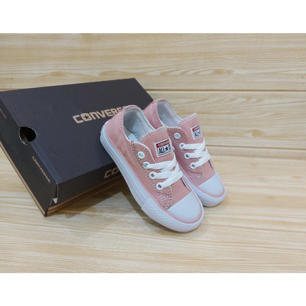 SEPATU ANAK PEREMPUAN | SEPATU SNEAKER ANAK PEREMPUAN | SEPATU ANAK CONV3RS3 4LL ST4R WARNA PEACH TINGGI,PENDEK,VELCRO USIA 1-8 TAHUN SIZE 21-35