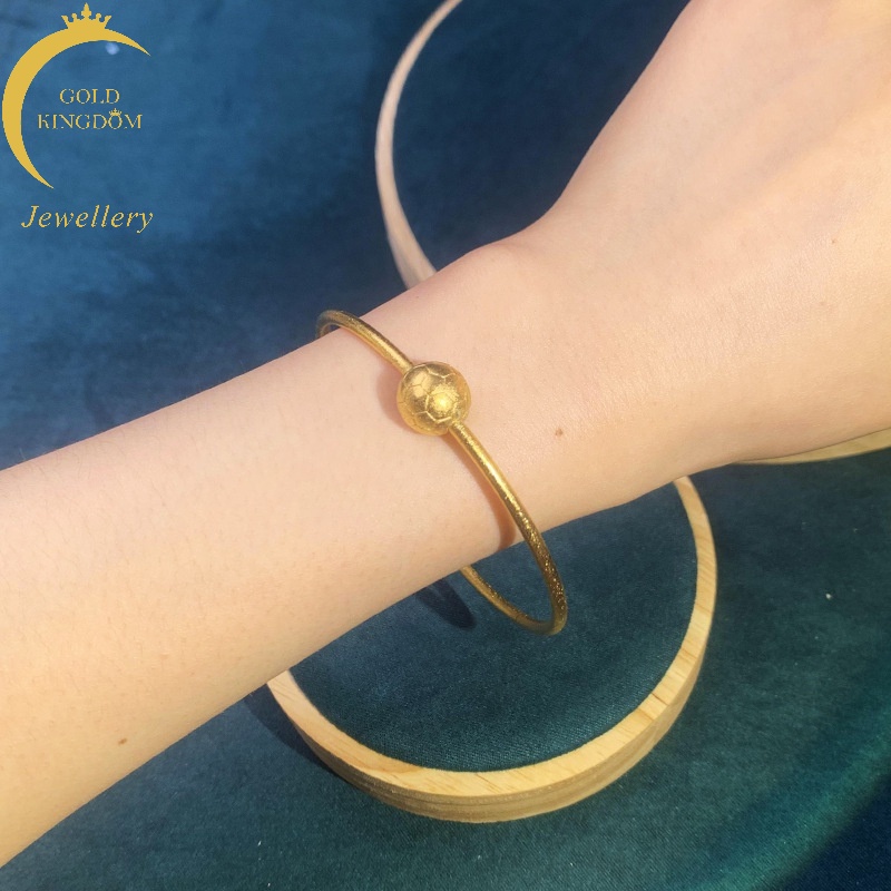 Gelang Tangan Lapis Emas Emas Asli Kadar 375 Model Frosted Gaya Bangkok Untuk Wanita