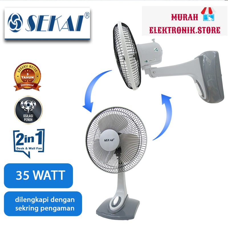 Sekai Kipas Angin Meja / Dinding DFN 1216 (2 In 1)