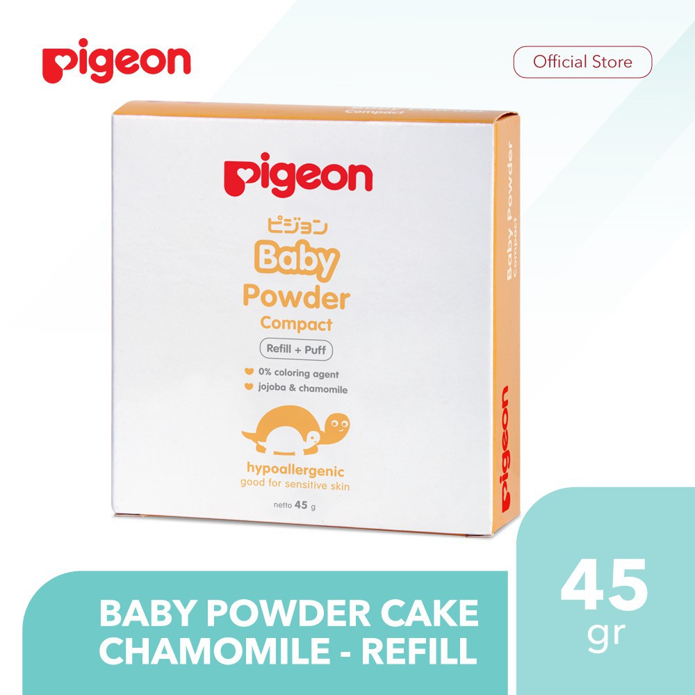 BABY POWDER CAKE CHAMOMILE 45 GR PIGEON REFILL + PUFF