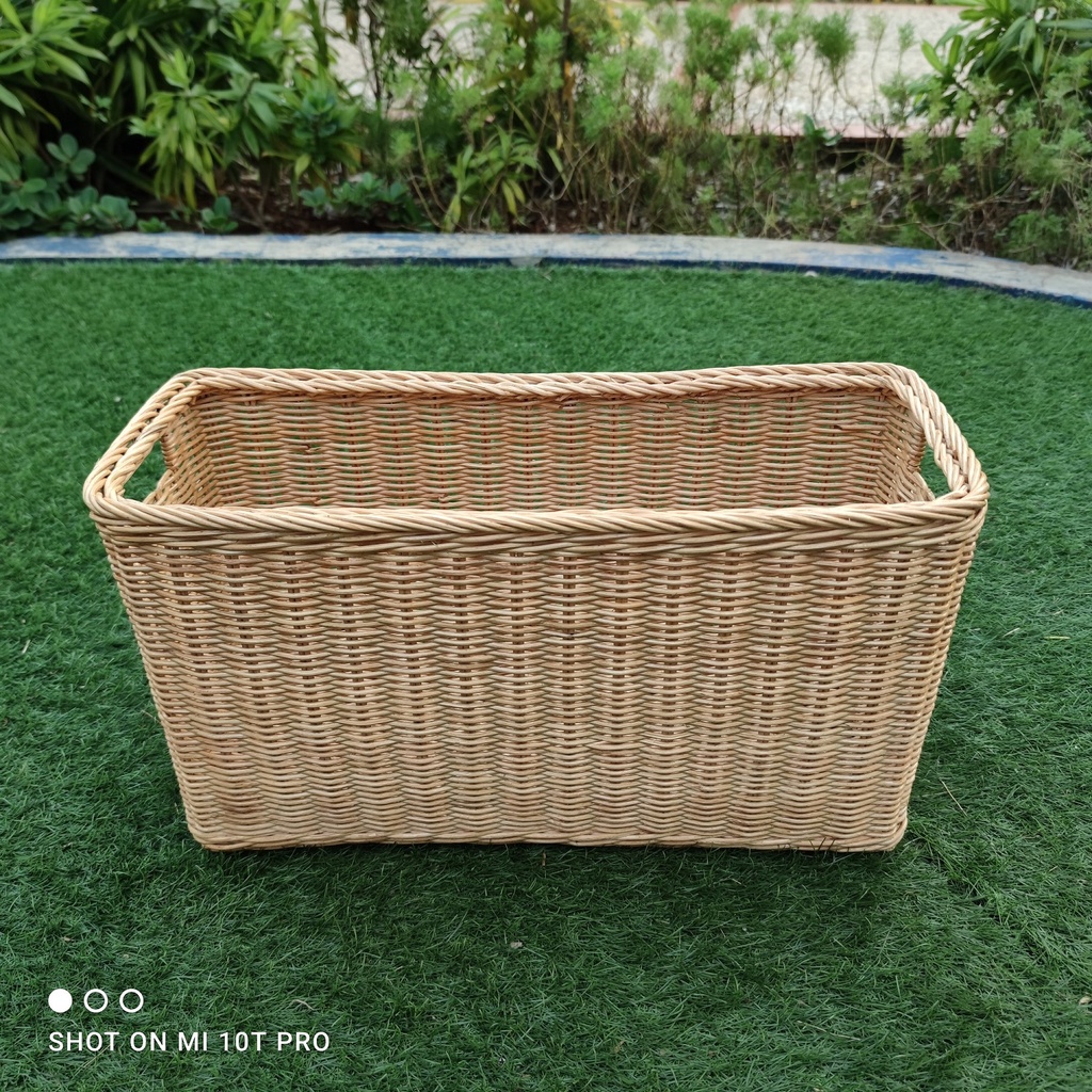 Kerajinan Tangan Rotan - Keranjang Tempat Majalah Serbaguna 46x17x24cm