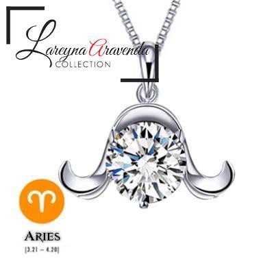 Kalung Titanium + Liontin Wanita Model Zodiak Kristal Crystal Swarovski KLZDK