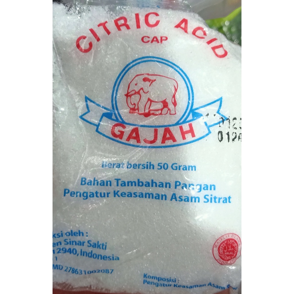 

Citric acid citrun cap gajah 50 gram Yolins aneka bahan pangan