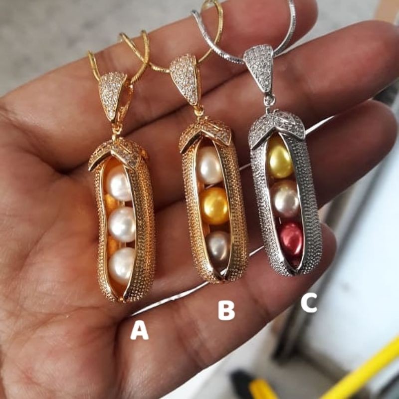 Kalung kacang isi 3 mutiara lombok by mikayla mutiara Lombok FREE SERTIFIKAT