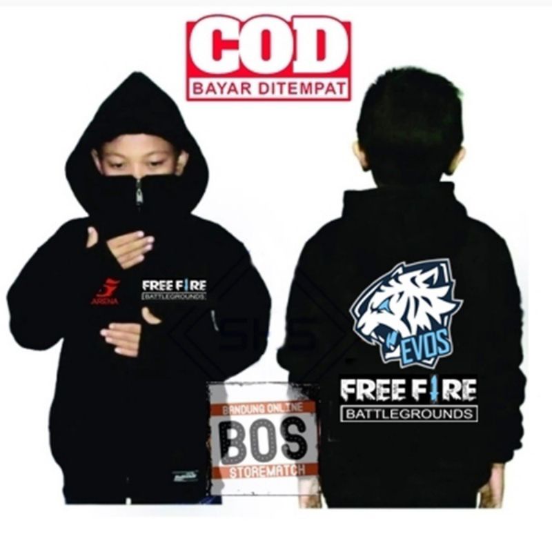 Jaket Free Fire Anak Usia 4-15th | Jaket Free Fire Evos Anak | Jaket Free Fire Garena | Jaket FF Ana