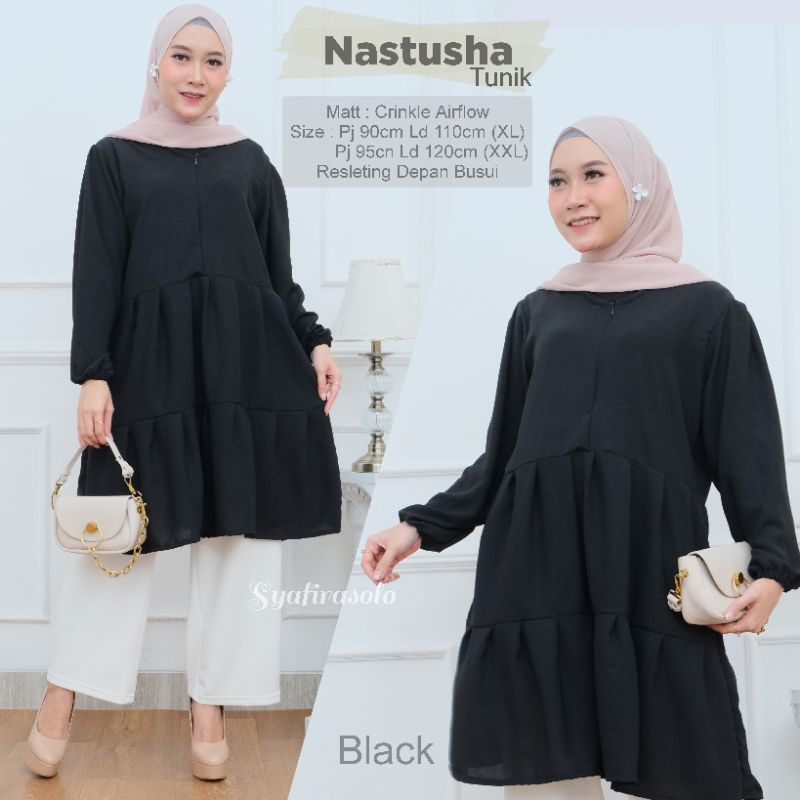 PROMO NASTUSHA TUNIK REMPEL CRINKLE AIRFLOW JUMBO LD 95,100,110,120&amp;130 (M,L,XL,XXL,XXXL)