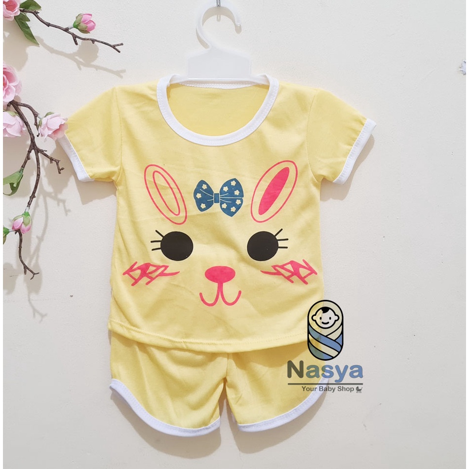 [J-014]  Setelan baju Bayi Perempuan Lucu - motif lucu (3-6 bulan)