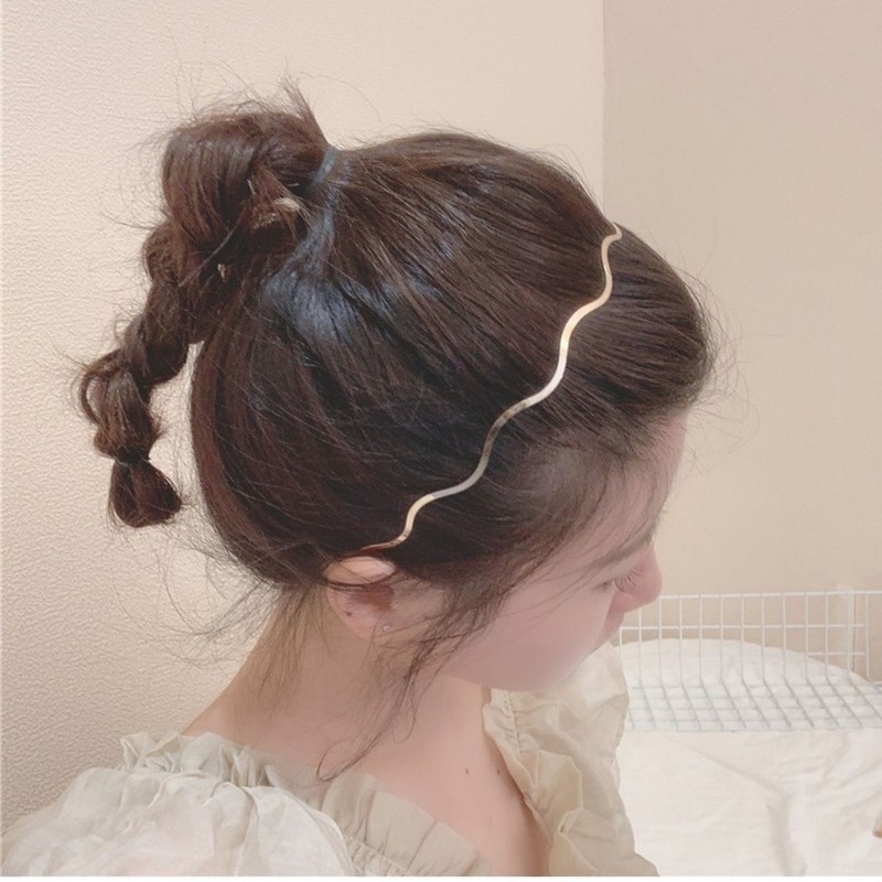 Magic789 Korean Girl Gold Metal Wave Hair Loop Women Headband for Makeup