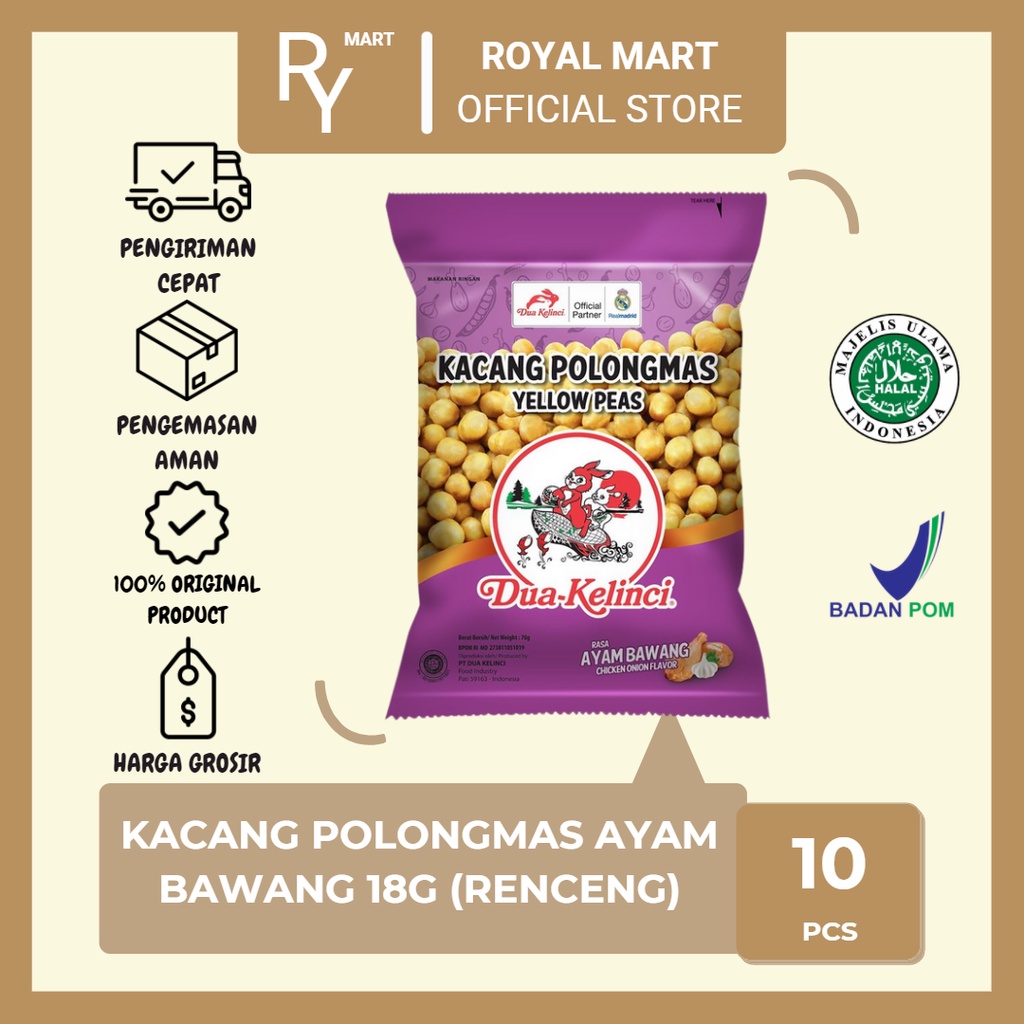 

Cemilan Kacang Polongmas Ayam Bawang 18G