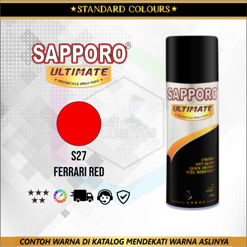 SAPPORO ULTIMATE S27 FERRARI RED 400ml.CAT SEMPOT WARNA MERAH FERRARI UNTUK BODY MOTOR/MOBIL