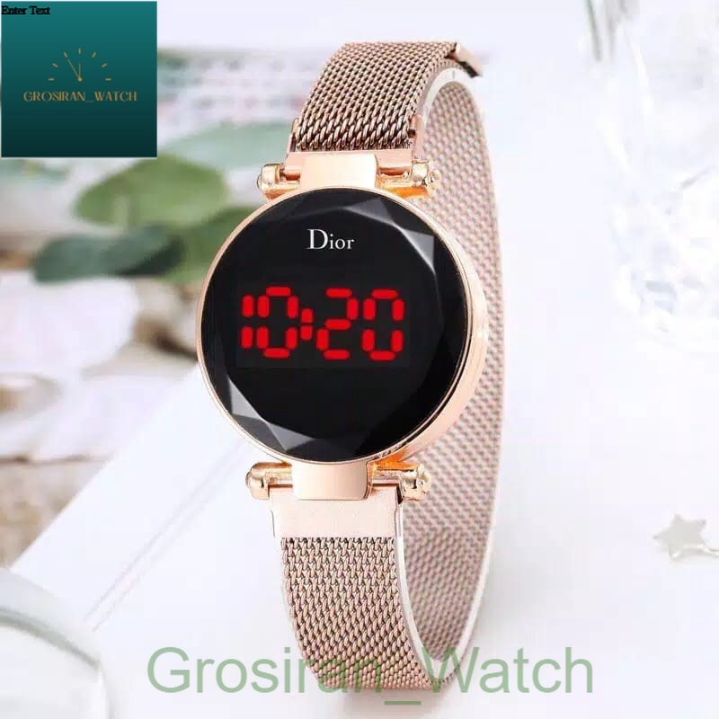 Jam Tangan Wanita Korea Sport LED Bulat Digital Strap Magnet [G_W]