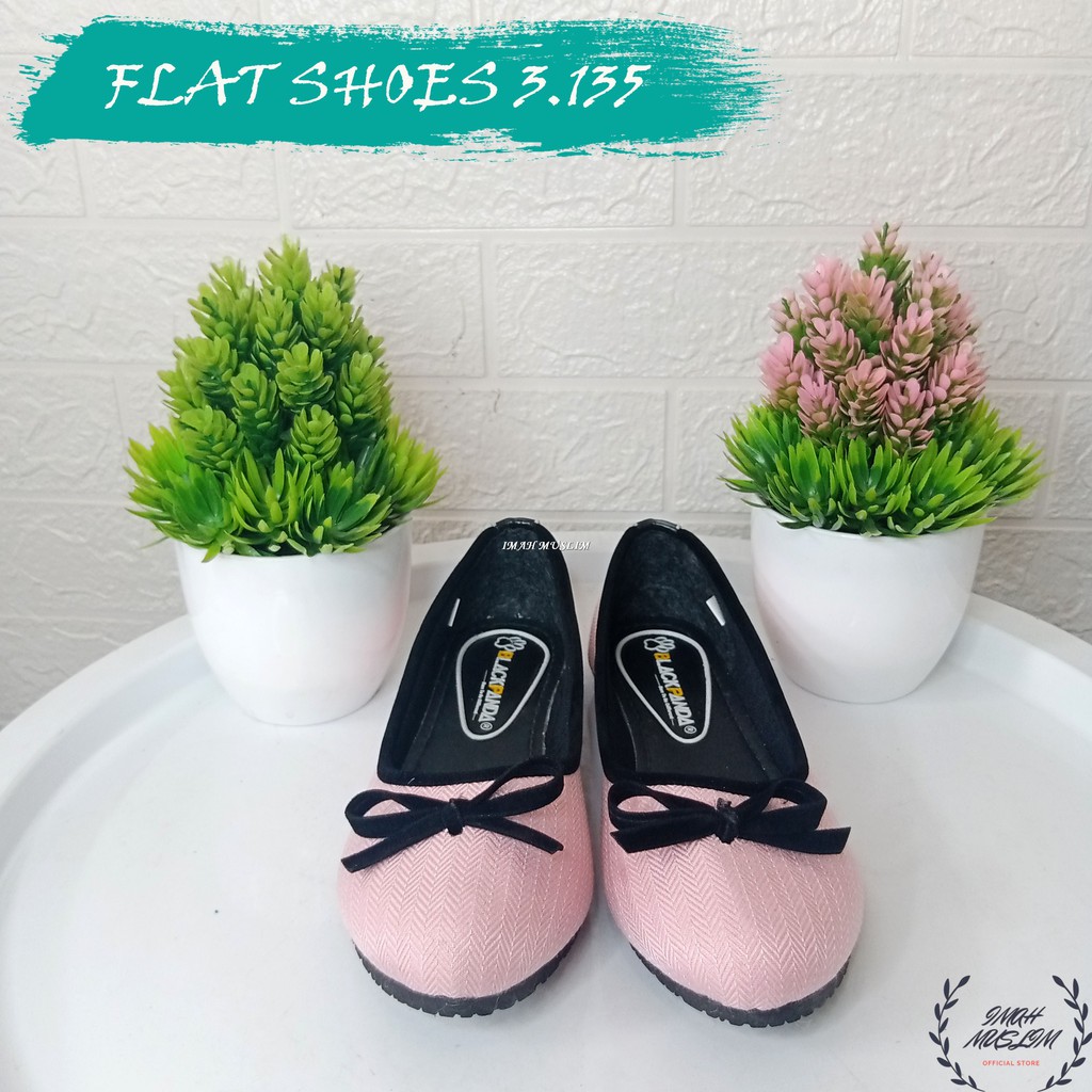 SEPATU WANITA FLATSHOES BLACKPANDA MOTIF GARIS DAN PITA MURAH BISA COD