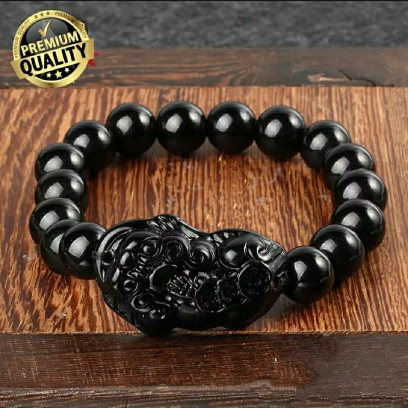 GELANG BATU GIOK PIXIU HITAM KUALITAS PREMIUM ORIGINAL