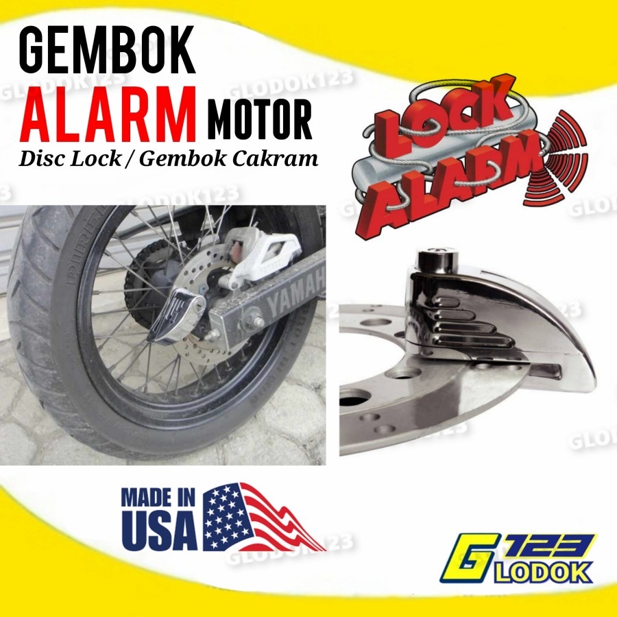 LOCK ALARM Gembok Alarm Moto Anti Maling Rem Cakram Disc ORIGINAL USA