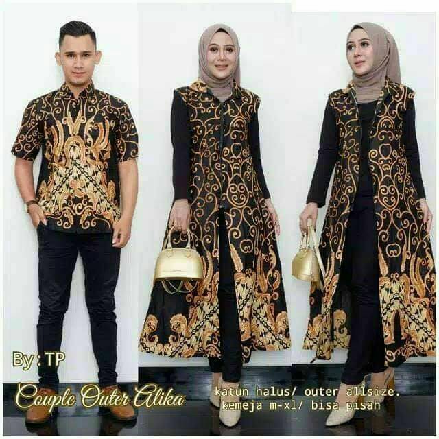 Outer Batik panjang resleting depan alika standar dan jumbo