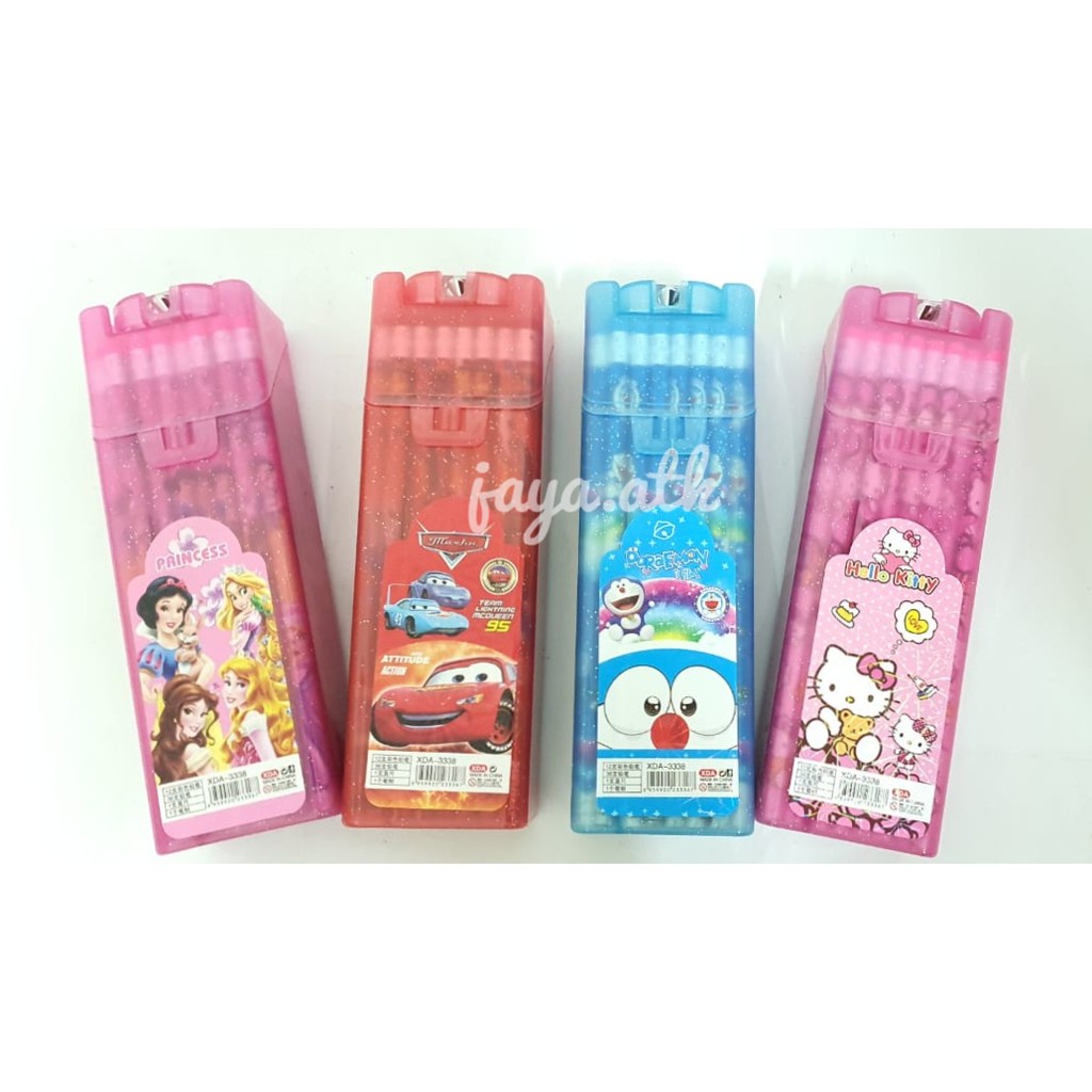 PENSIL PENGHAPUS KARAKTER LUCU PAKET ALAT TULIS PENSIL KAYU 2B SET ISI 36 PCS SOUVENIR ULTAH ANAK