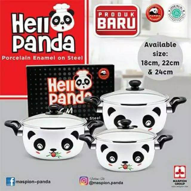 Maspion Panci Enamel Hello Panda 18cm