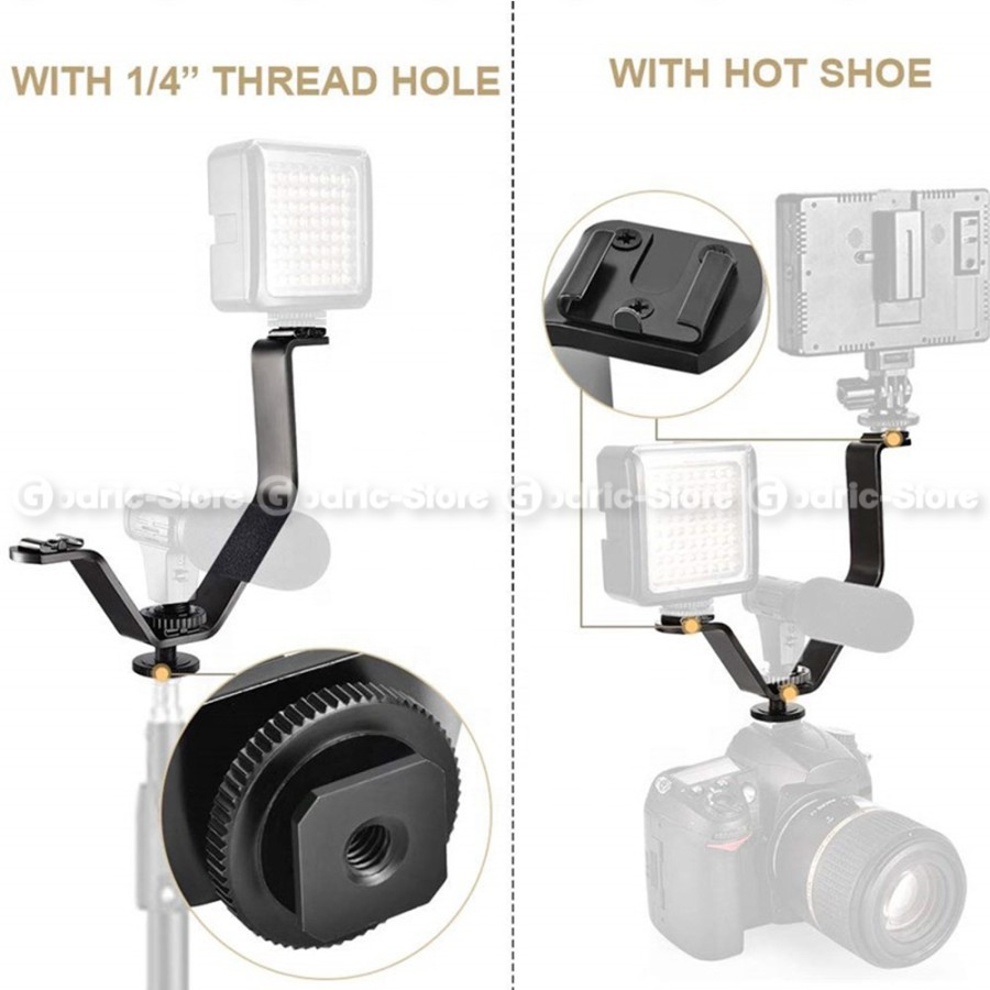 V Shape TRIPLE Mount Bracket Cold Shoe for Flash / LED / Mic on Camera