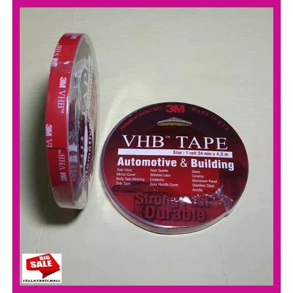 

PETKARCAR- DOUBLE TAPE VHB MERAH 3M .12 X 4.5 METER ORIGINAL 3M -ASLIII.