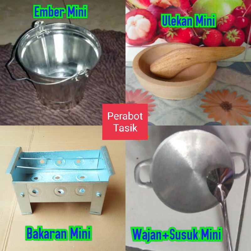 Mainan Alat Masak Masakan Anak Jadoel Seeng Ember Wajan+Susuk Bakaran Ulekan Mini Kitchen Set Mainan