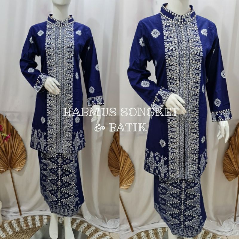 setelan batik songket palembang katun premium motif kebaya modern