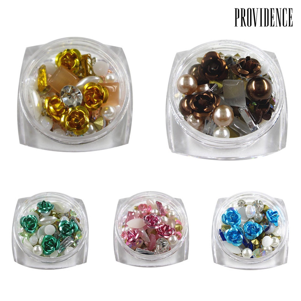 Providence Multi-shape Rose Flower Faux Pearl Rhinestone 3D Nail Art DIY Manicure Decor