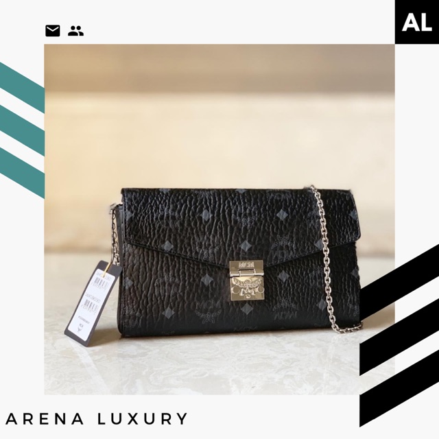 MCM Millie Visetos Crossbody WOC Black