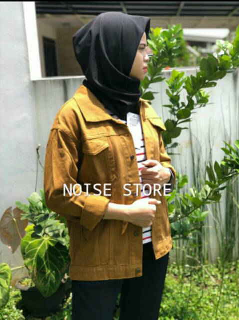 Jaket Jeans Unisex Mustard &amp; Tosca Oversize Premium Quality