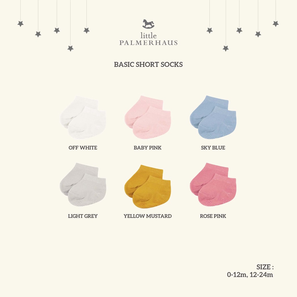 Little Palmerhaus - Basic Short Socks Antislip (Kaos Kaki Bayi Antislip) 0-24 Bulan