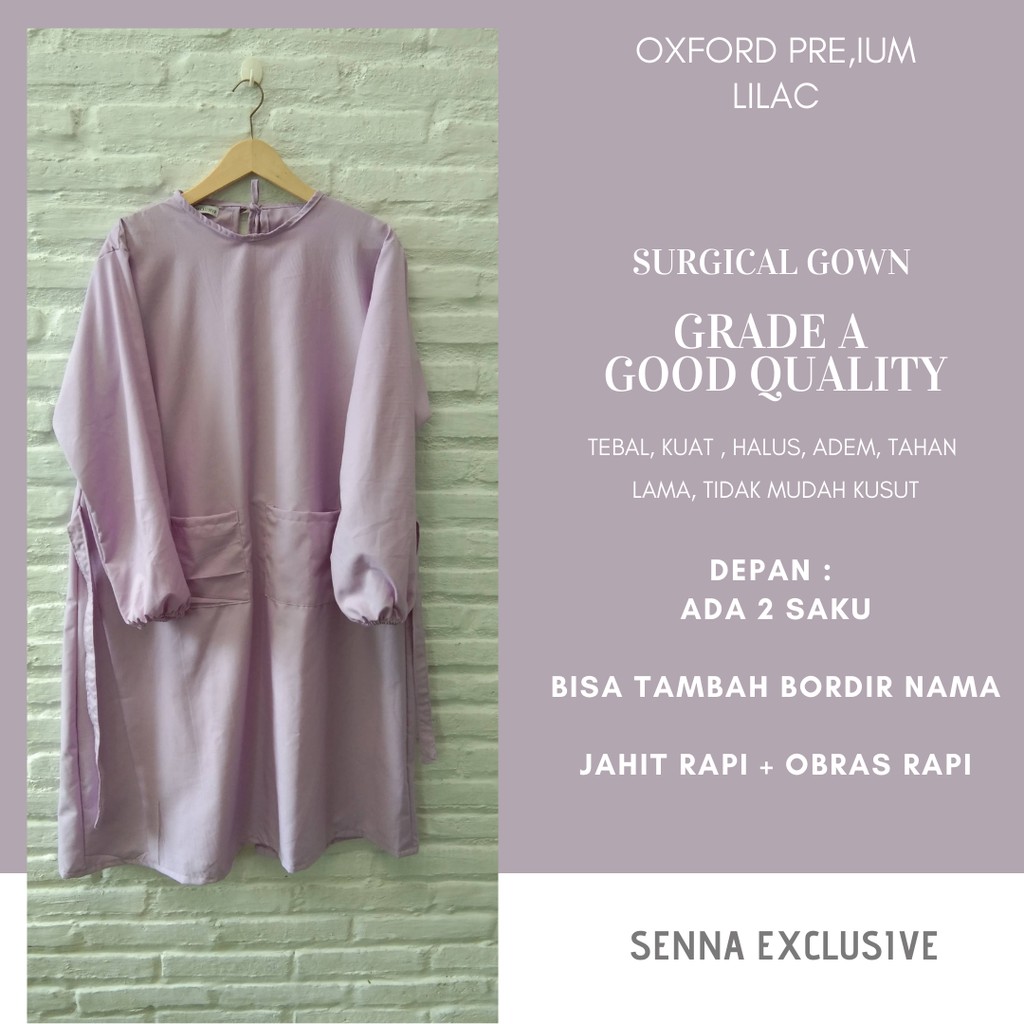 APD Gown Medis Warna LILAC OXFORD bukan AMERICAN DRILL Perawat Laborat Bidan  Bisa Dicuci Terlaris