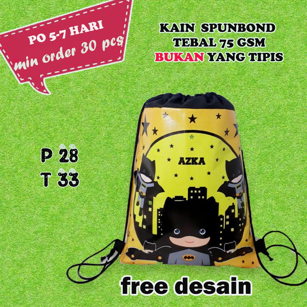 Tas Ultah Batman Serut Ransel Custom Tas Gendong Anak Batman