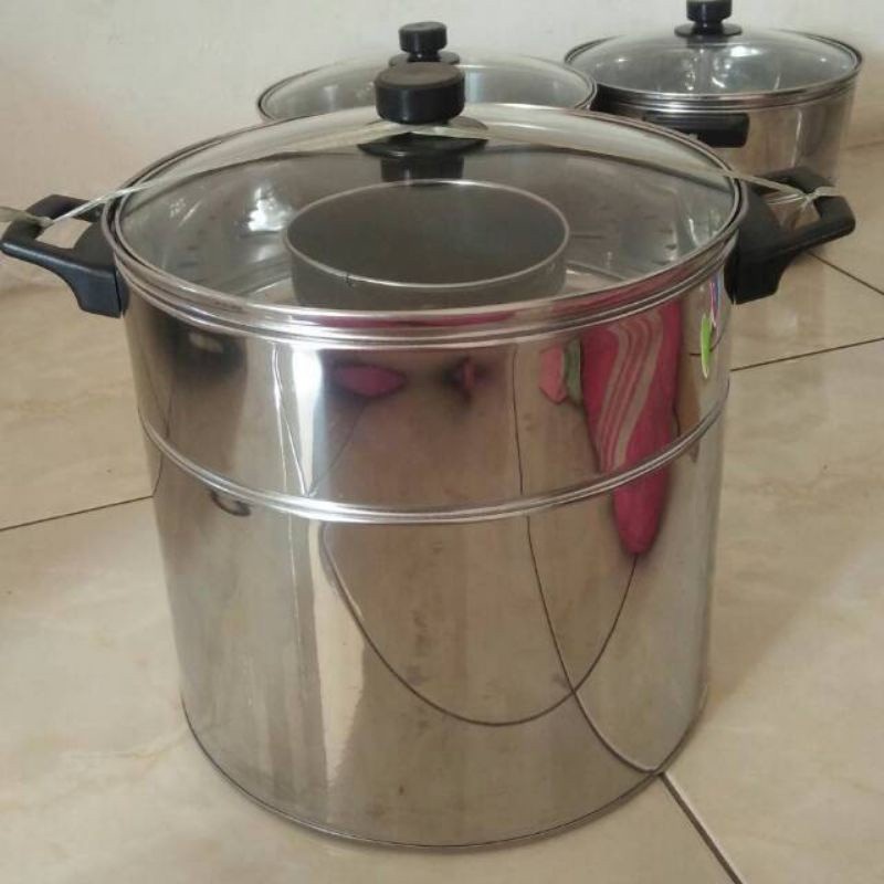 dandang bakso stainless steel tutup kaca 26 cm
