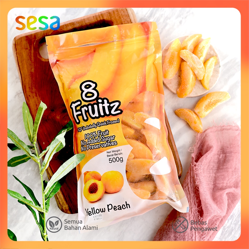

8 FRUITZ Slice Yellow Peach Frozen 500gr - Buah Beku