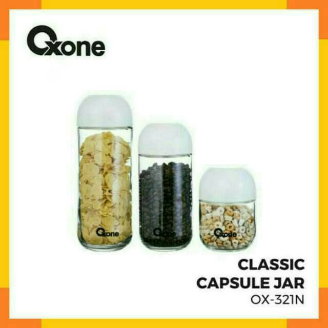 OXONE OX-321 Toples Putih Kaca Kue Kering Jar Tempat Biskuit OX 321 Topless Biskuit Lebaran Wadah