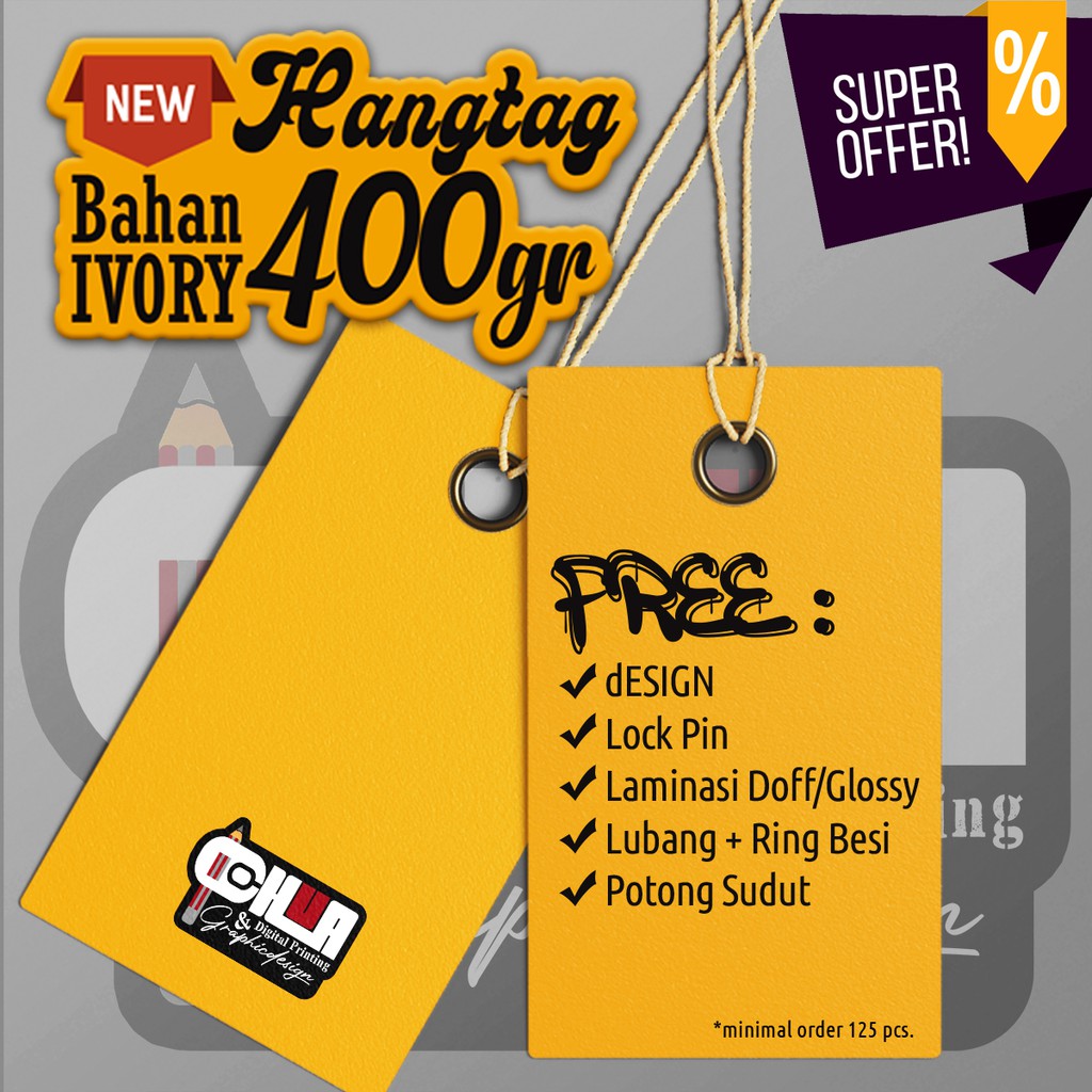 

Hangtag Label DISTRO PREMIUM TEBAL 400gr - FREE LAMINASI, FREE DESIGN, MATA AYAM, LOCKPIN