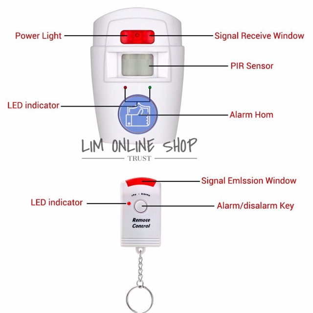 Alarm Rumah Security Home 105 dB Sensor Gerak Mini Alarm Remote Controlle Untuk Keamanan Rumah