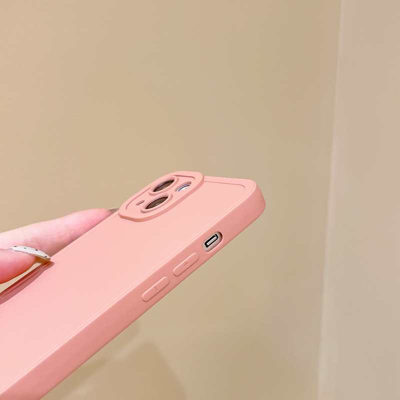 Korean Style！Pure Pink Color Soft Silicon Case iP iPhone 7 8 + Plus X XR SE 2020 XS Max 11 12 13 Pro Max Camera Protector
