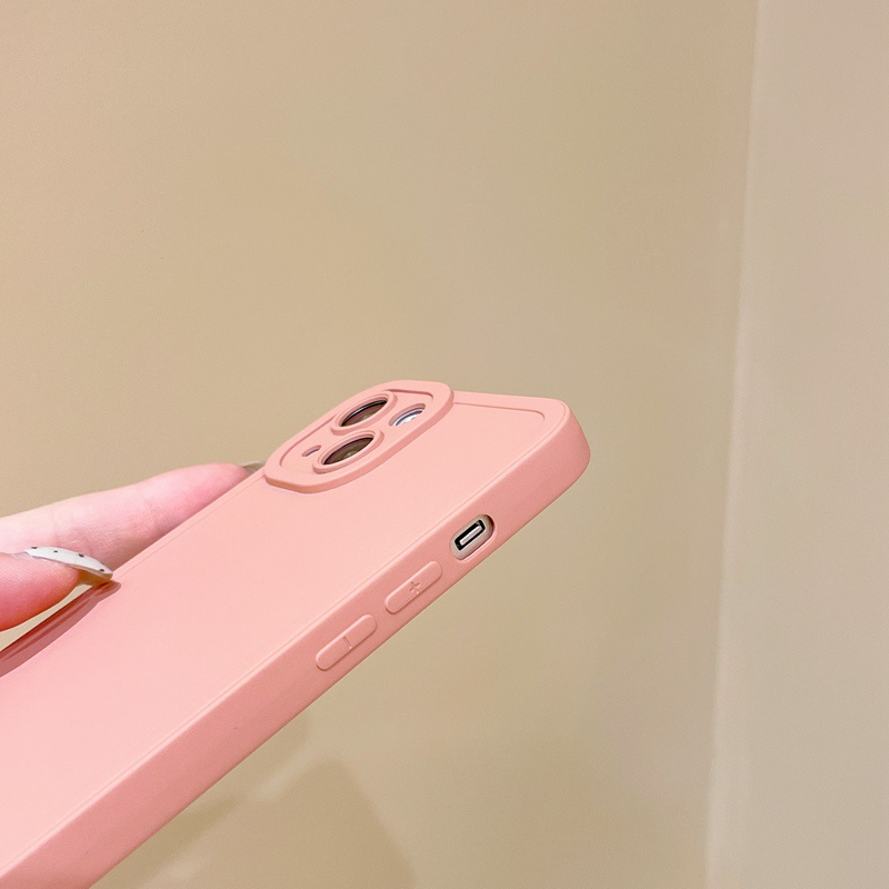 Korean Style！Pure Pink Color Soft Silicon Case iP iPhone 7 8 + Plus X XR SE 2020 XS Max 11 12 13 Pro Max Camera Protector