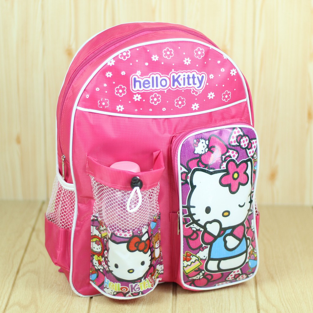 FREE BOTOL MINUM Tas Ransel Anak Perempuan Karakter Hello Kitty Pink Lucu Tas Sekolah TK / PAUD / SD