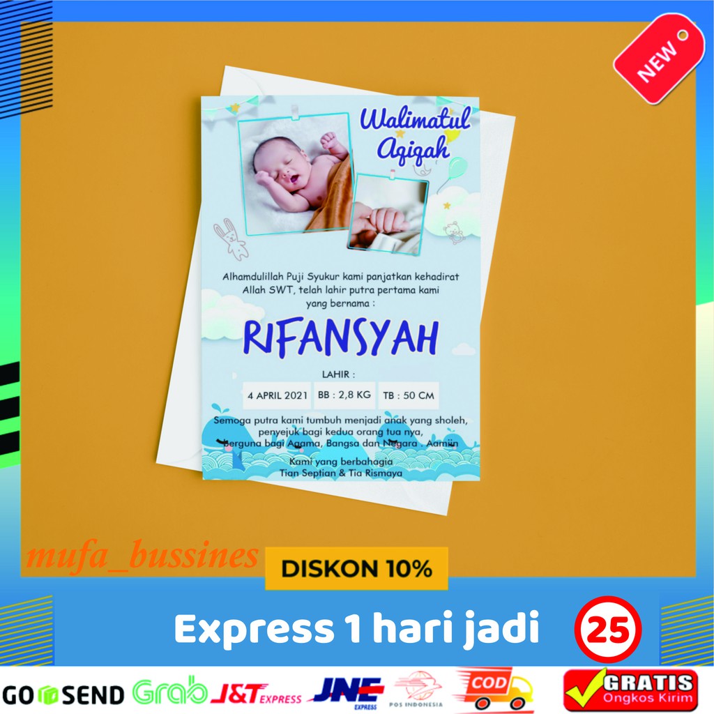 

Stiker Sticker Label Kartu Tasyakuran Syukuran Aqiqah Aqiqoh Nama Bayi Selapanan Kelahiran