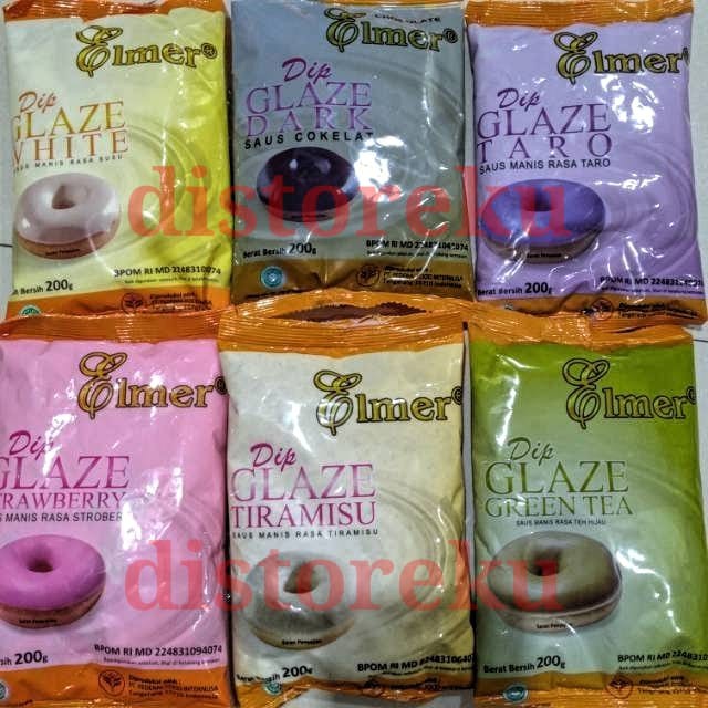 DIP GLAZE ELMER STRAWBERRY SAUS CAIR TOPPING DONAT MANIS RASA STROBERI 200GR