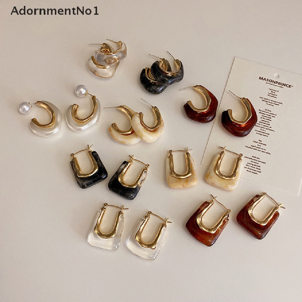 (AdornmentNo1) Anting Bulat Geometri Asimetris Bahan Resin Akrilik Transparan Untuk Wanita