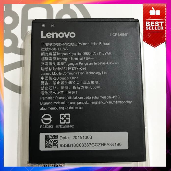 Acc Hp Original Baterai Lenovo Bl243 A7000 + Plus A7000+