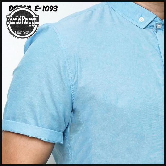 kemeja jeans denim pria biru muda / baju cowok casual