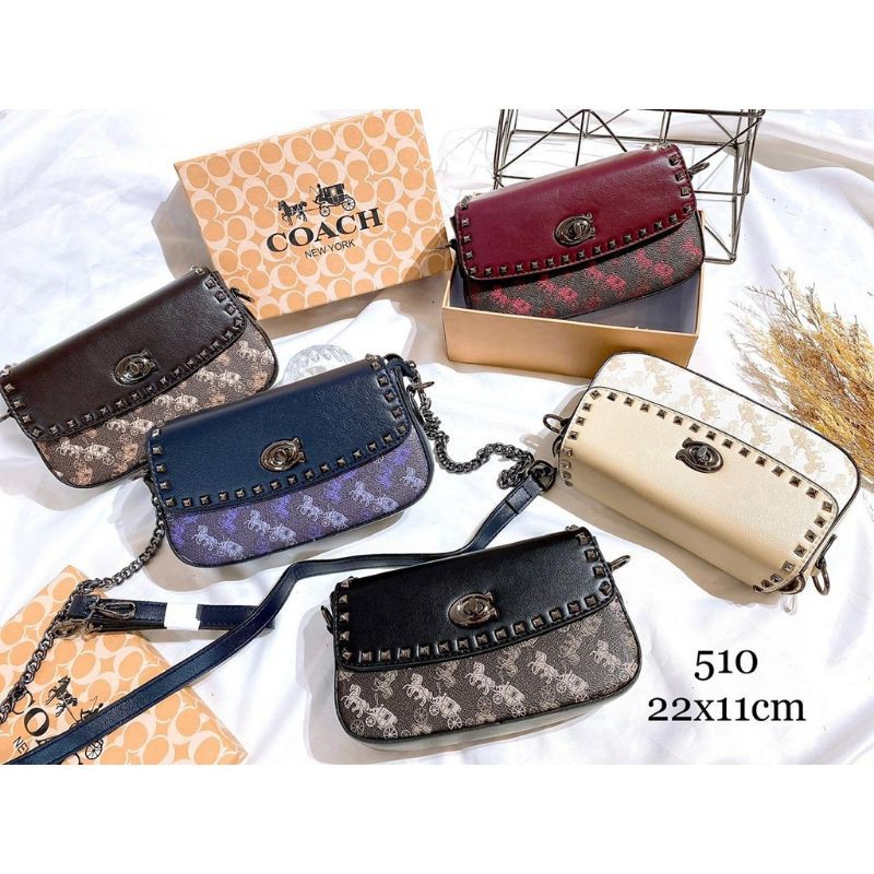 TAS SELEMPANG COACH SADDLE BAG WITH HORSE CARRIAGE PRINT FREE BOX